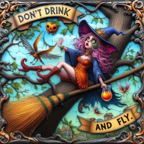 Whimsical Witch Crashed in Tree: Fantasy Realism