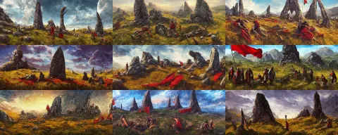 Meadow Mountain Landscape with a Menhir in the Foreground