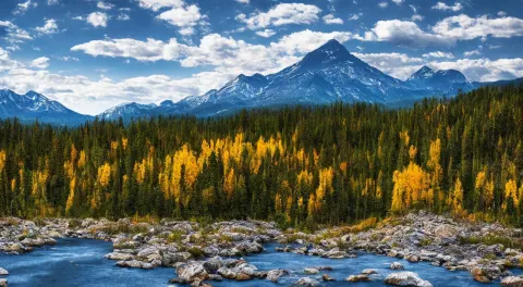 Majestic Mountain Taiga Landscape