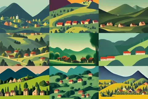 Summer Landscape with Mountain