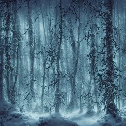 Thick and Lush Haunted Northern Forest Winter Night