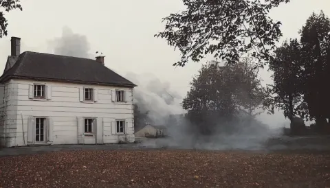 1 9 7 0 S Movie Still of a Heavy Burning French Style Little House