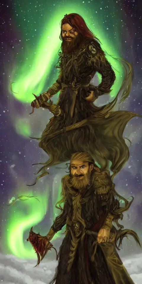 Dungeons and Dragons Full Body Long Hair Goatee Warlock with Pet Imp