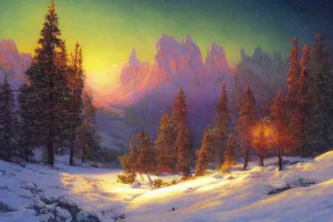 Mountains Trees Beautiful Nature