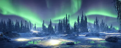 Beautiful Landscape with Northern Lights Uhd