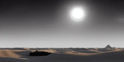 Wide Desertic Landscape with Ancient Egyptian Temple Buried in the Sun