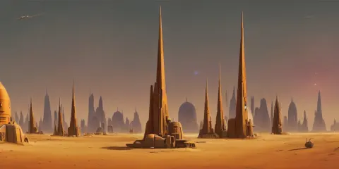 One Single Tall Spire Military Base Surrounded