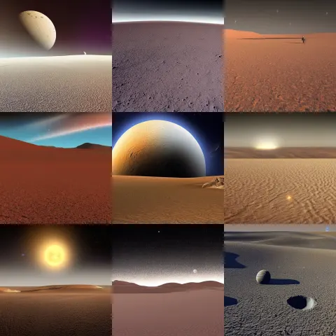 Desert Alien Landscape with Sand Dunes on a Faraway Moon
