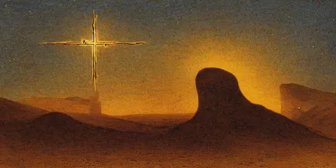 Burning Cross in the Middle of the Desert Drawn