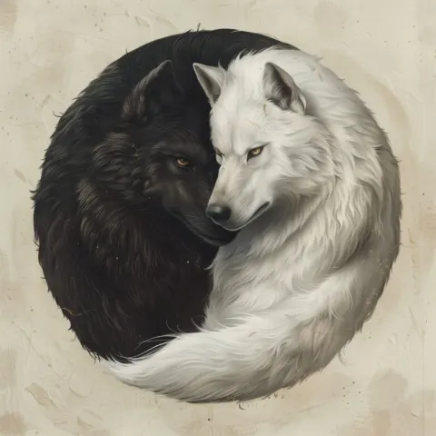 Wolf Yin Yang Symbol Concept
