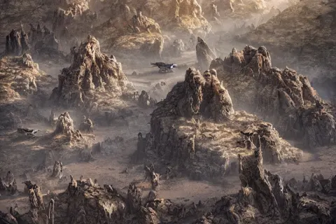High Aerial Shot Fantasy Landscape