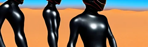 Closeup of a Person in a Black High Tech Dune Stillsuit