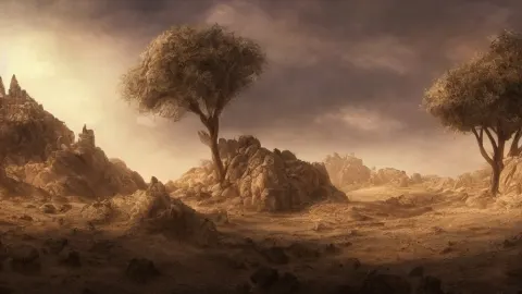 Castle Among Rocky Sand Dunes