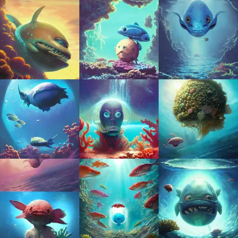 Extremely Cute Alien Fish Swimming an Alien Habitable Underwater Planet