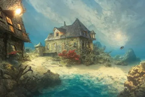 Underwater Scene on the Sandy Ocean Floor