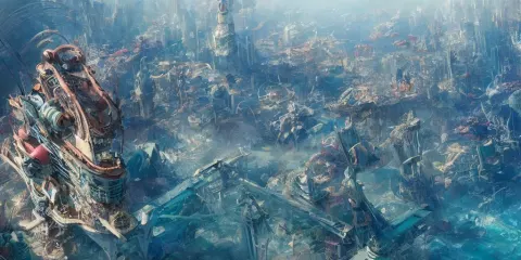 Art Deco City Lies at the Bottom of the Sea in a Coral Reef