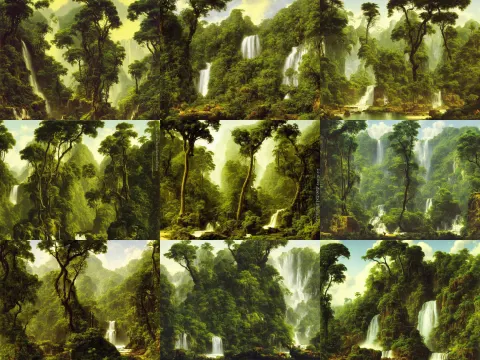 A Jungle Landscape with Waterfall