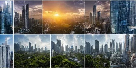 Collage Image of City Skyscrapers