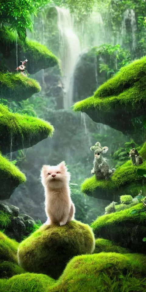 Photorealistic Wide Shot Focus Portrait of Cute Fluffy Creature Posing