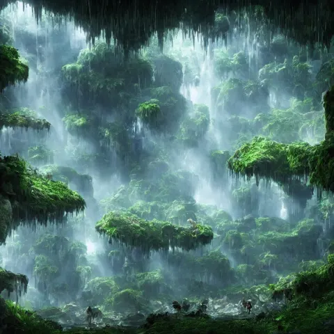 Beautiful and Stunning Digital Render of an Epic Glowing Crystal Cave