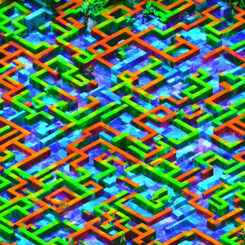 Wimmelbilder Maze Made of 80's Arcade Jungle Waterfall Level