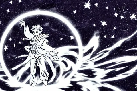 Levitating Sorcerer Opening a Shining Portal