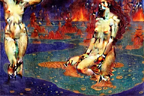 Eternal Goddess Bathing in Erupted Volcano Lake