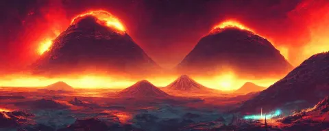 ” Outer Planet with Erupting Volcanoes