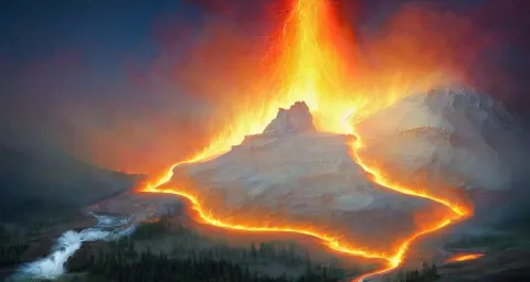 Hawaiian Fire Goddess Pele Erupting Yellowstone Volcano