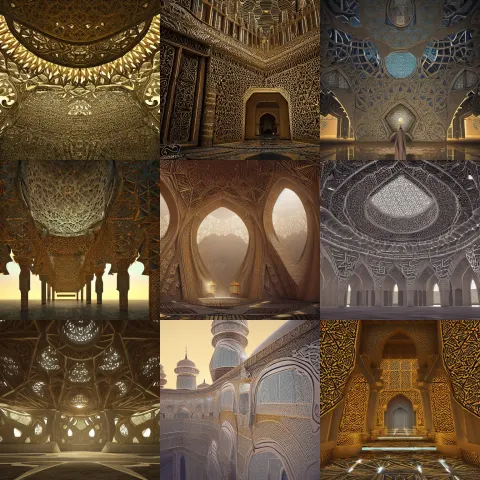 Highly Detailed Islamic Architecture Futuristic Style
