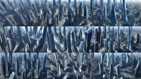 Birdseye View of a Futuristic City in the Year 2 1 0 0