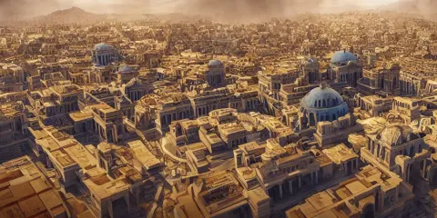 Greek Skyscaper Architecture City Colored