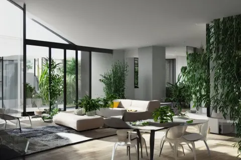 Modern Indoor Room Open Doors to Garden