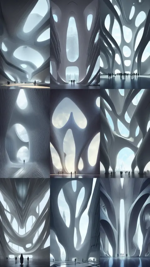 Inside of a Very Tall Monument with Big Pods