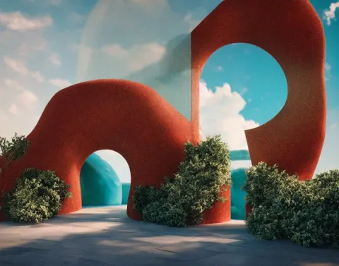 Minimalist Architectural Portal with Grotto