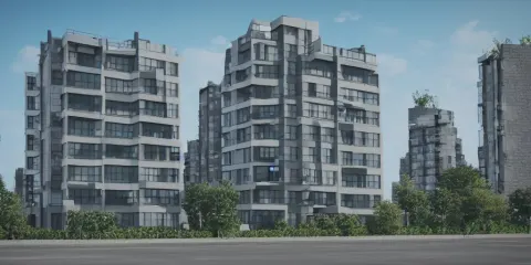 Architecture Render of Exterior of Modern Apartment Building