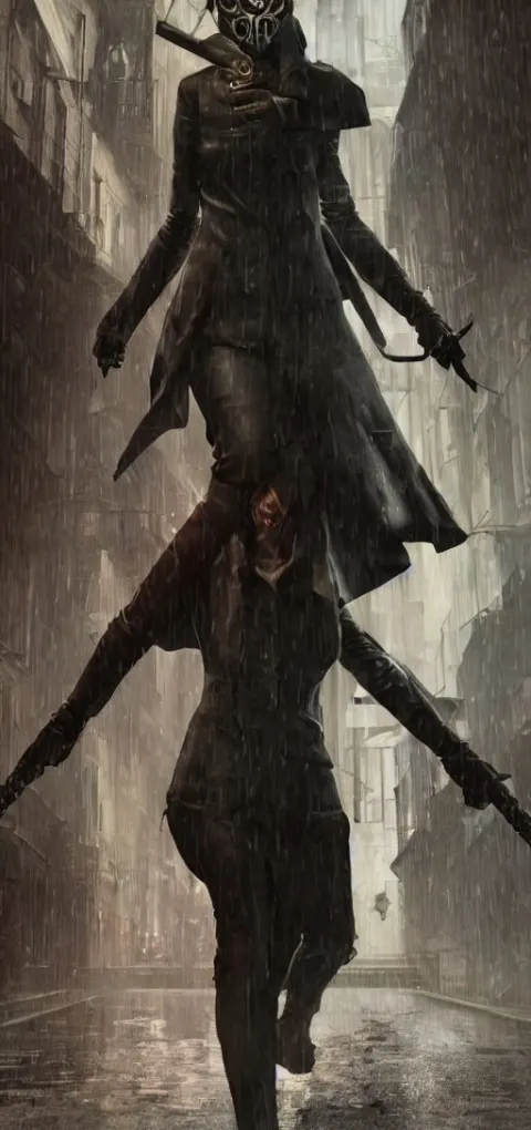 Annie Leonhart in Dunwall City Wearing Corvo Attano's Mask Using Blink