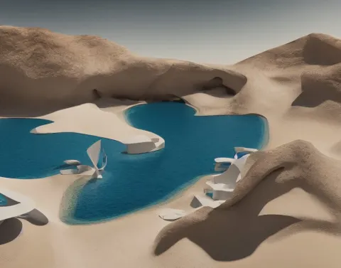 Desert White Transitions Between Flying Islands