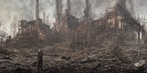 Ghoul Roaming an Abandoned Burned Down Nuclear Power Plant as Concept Art for Metro Exodus