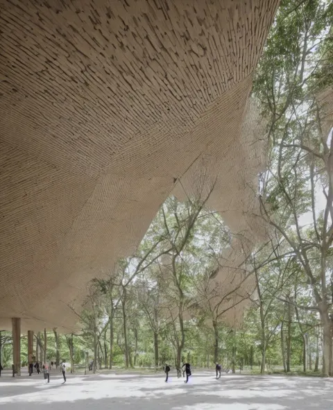 Interior of a Glulam Brutalist Building