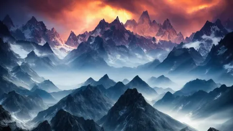 Amazing Landscape Photo of Mountains with Dragons Flying over