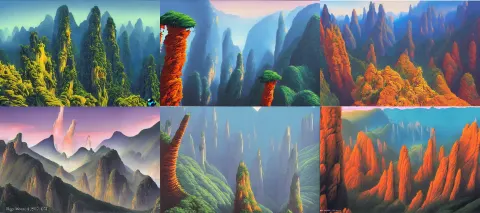 Tianzi Mountains Landscape in the Style of Dr