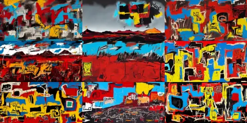Desolate Landscape in Style of Basquiat