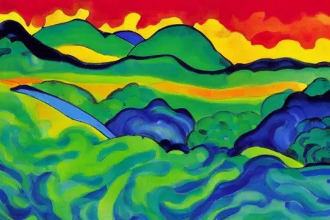 Landscape Painting Wild Energy Patterns Rippling in All Directions