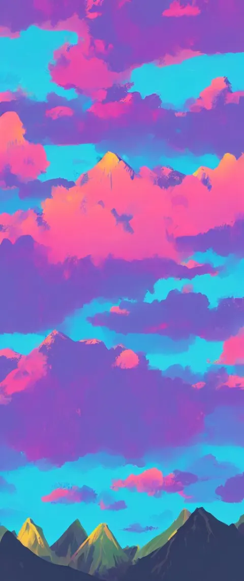 Beautiful Aesthetic Landscape of Towering Mountains with a Sky Full of Clouds