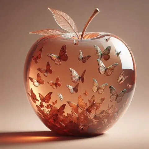 Butterfly-Filled Epoxy Resin Apple