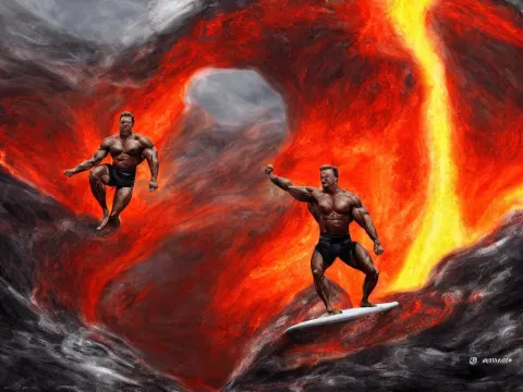 Arnold Schwarzenegger Surfing on Lava