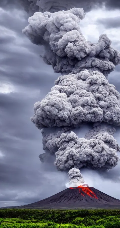 Huge Storm and Rain on an Erupting Volcano