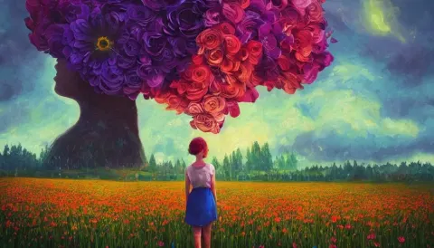 Girl with a Giant Flower as a Face
