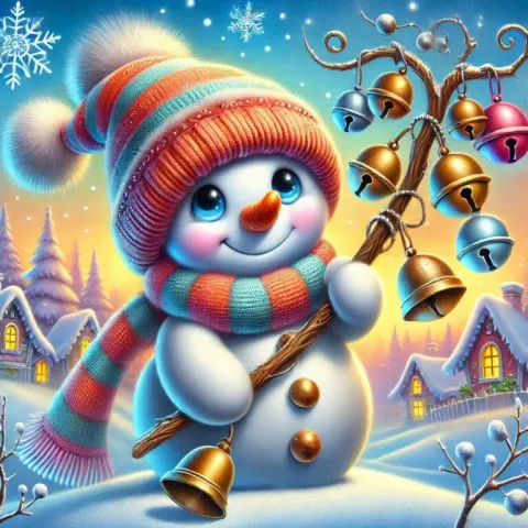 Snowman Oil Painting Jingle Bells